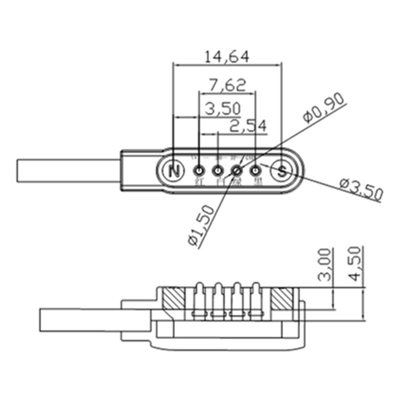 Universelles Ladekabel 4-poliges Magnet kabel für Smartwatch gt88 gt68 kw08 kw18 kw88 kw98 Stromkabel – Detail 6
