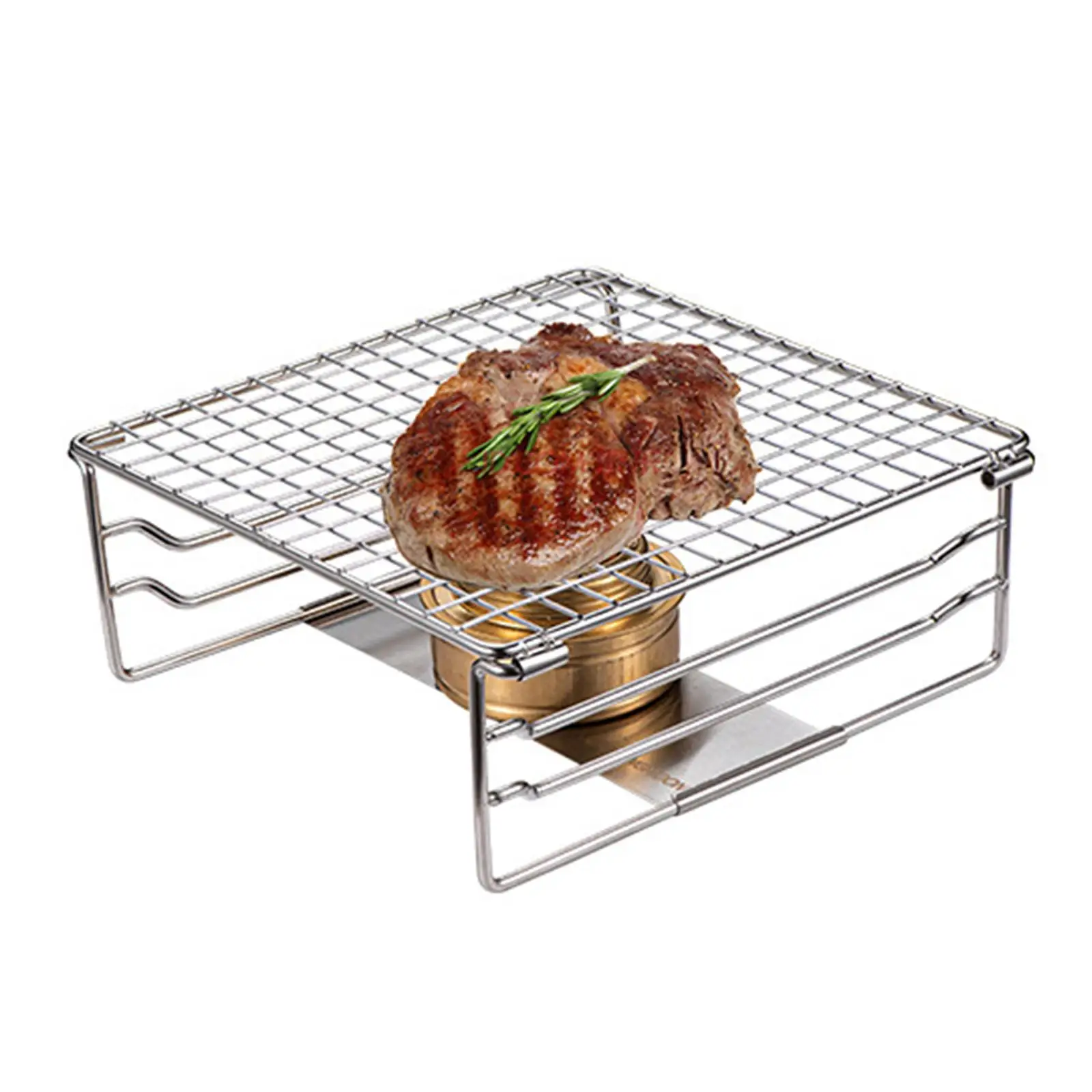 Mini Folding Grill Rack with Adjustable Gear Camping Stove BBQ Grill Rack for Camping Hiking Fishing Barbecue Garden Kitchen