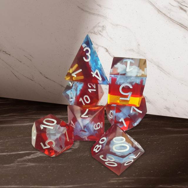7Pcs Resin Polyhedral Set ,Toys D6 D4 D8 d10 d12 D20 ,Family