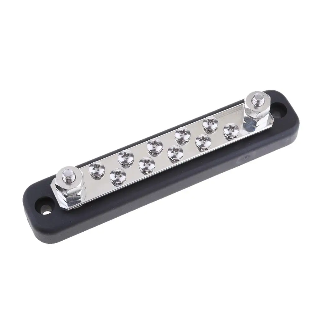 10 Pin Electric Terminal Bus Bar for Power and Ground Distribution -  5 Screws 2 Stud