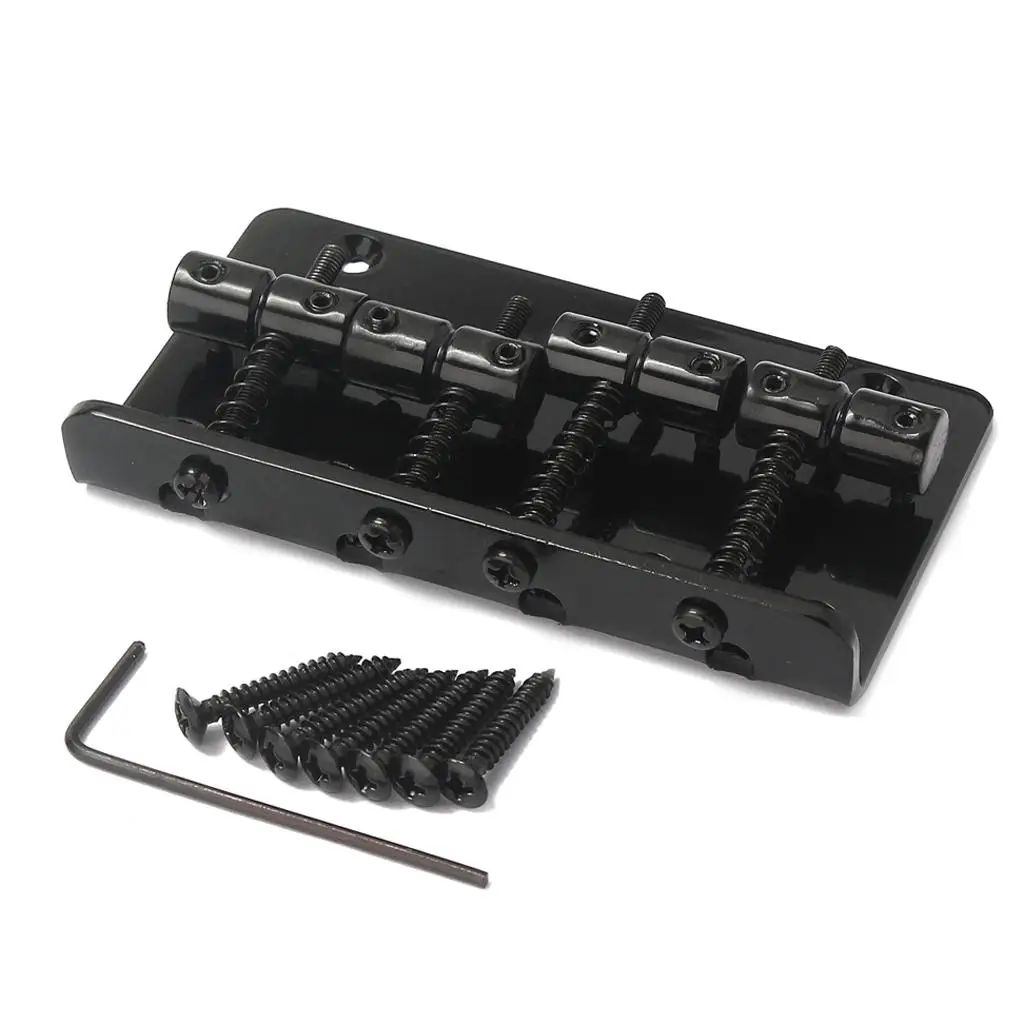 Black Metal Fixed 4String Vintage Style Bass Bridge for Electric Bass Guitar