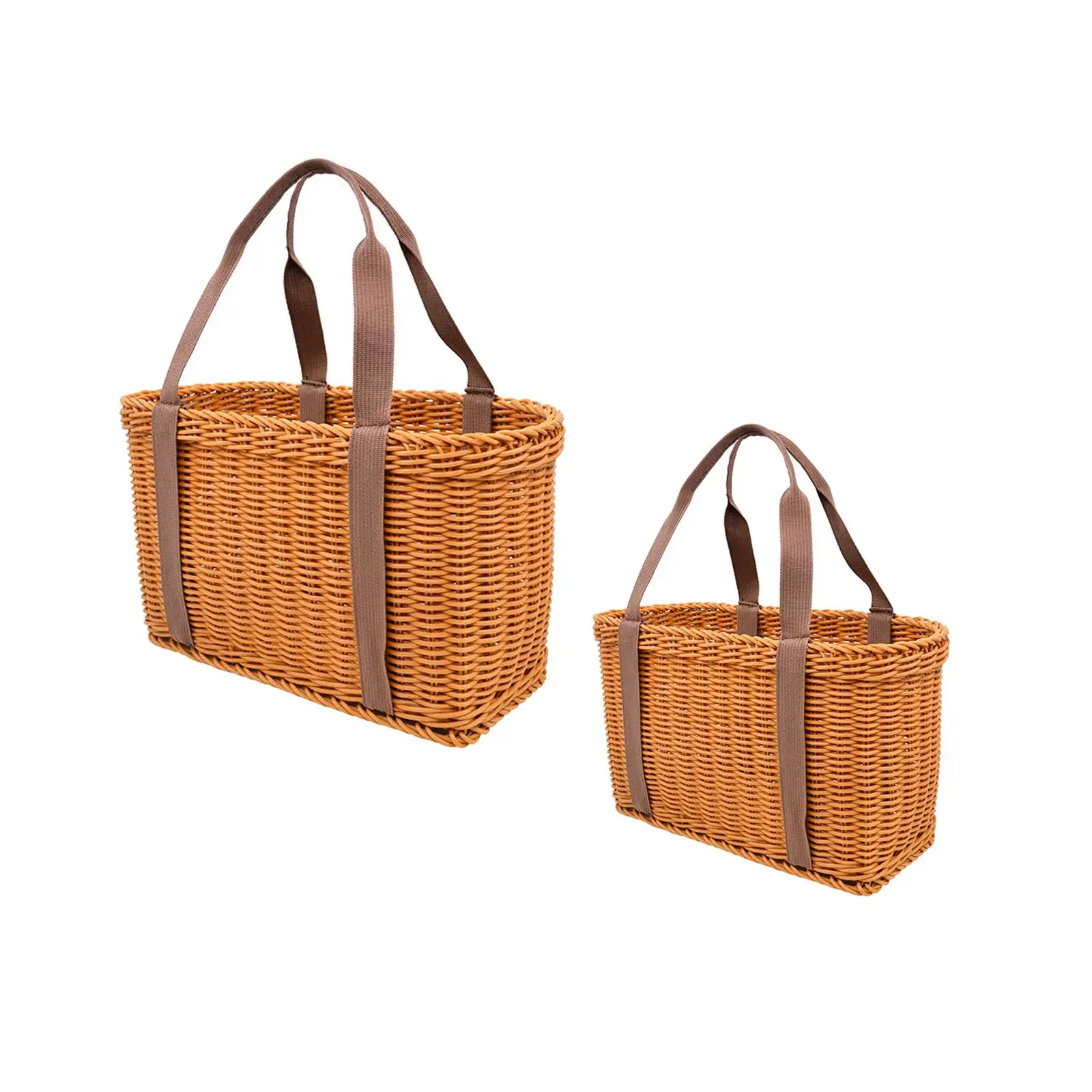 Woven Basket Storage Serving Basket Multipurpose Reusable Container Woven Grocery Bag Picnic Hamper for Beach Kitchen