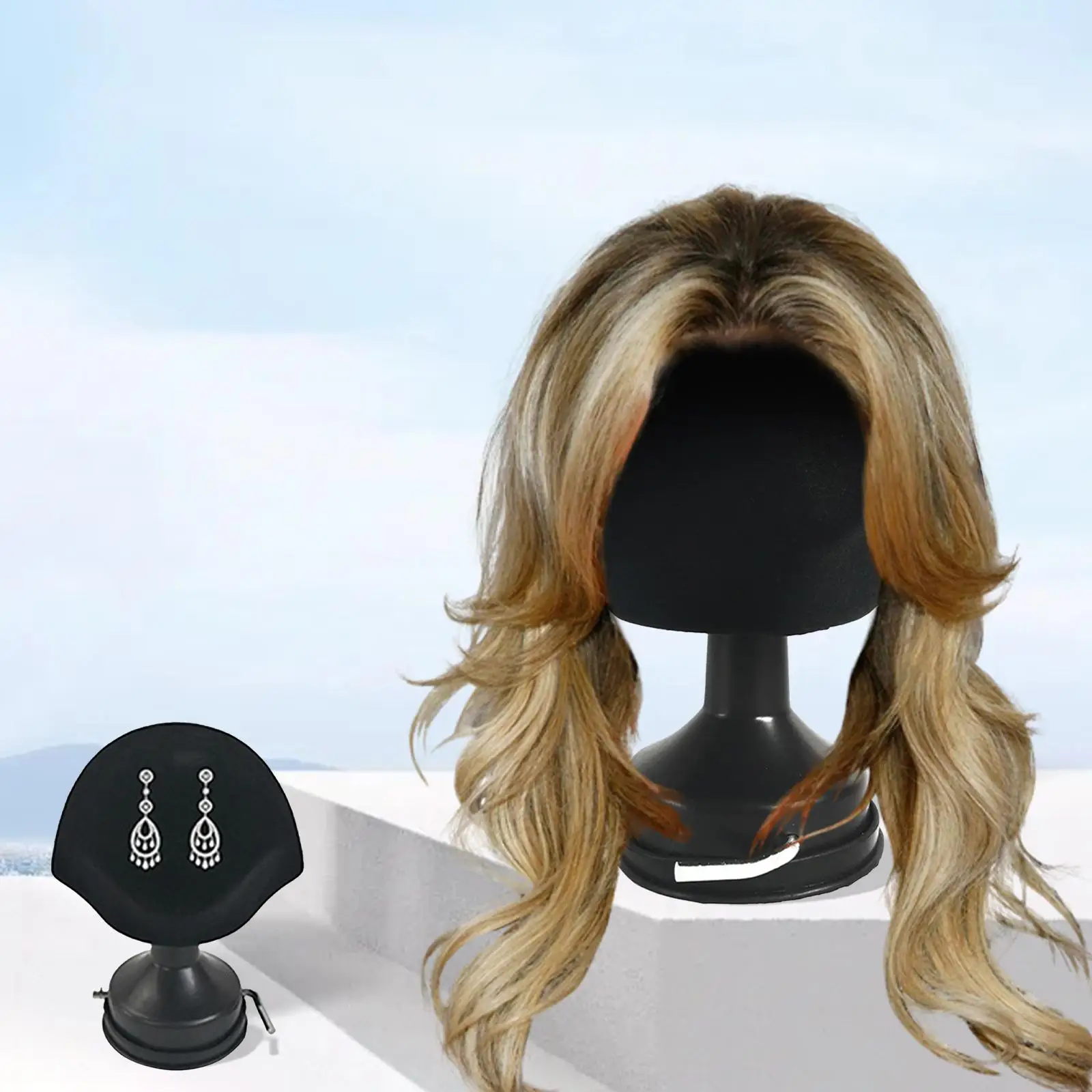 Portable Wig Stand with Sucker Headform Durable Practical Storage Hair Holder Stands for Glasses Earrings Travel Toupee Tool