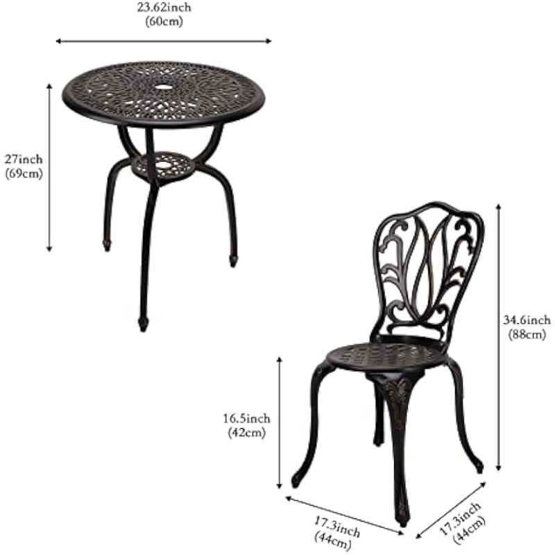 Title 4, 3-Piece Patio Bistro Furniture Set Cast-Aluminu...