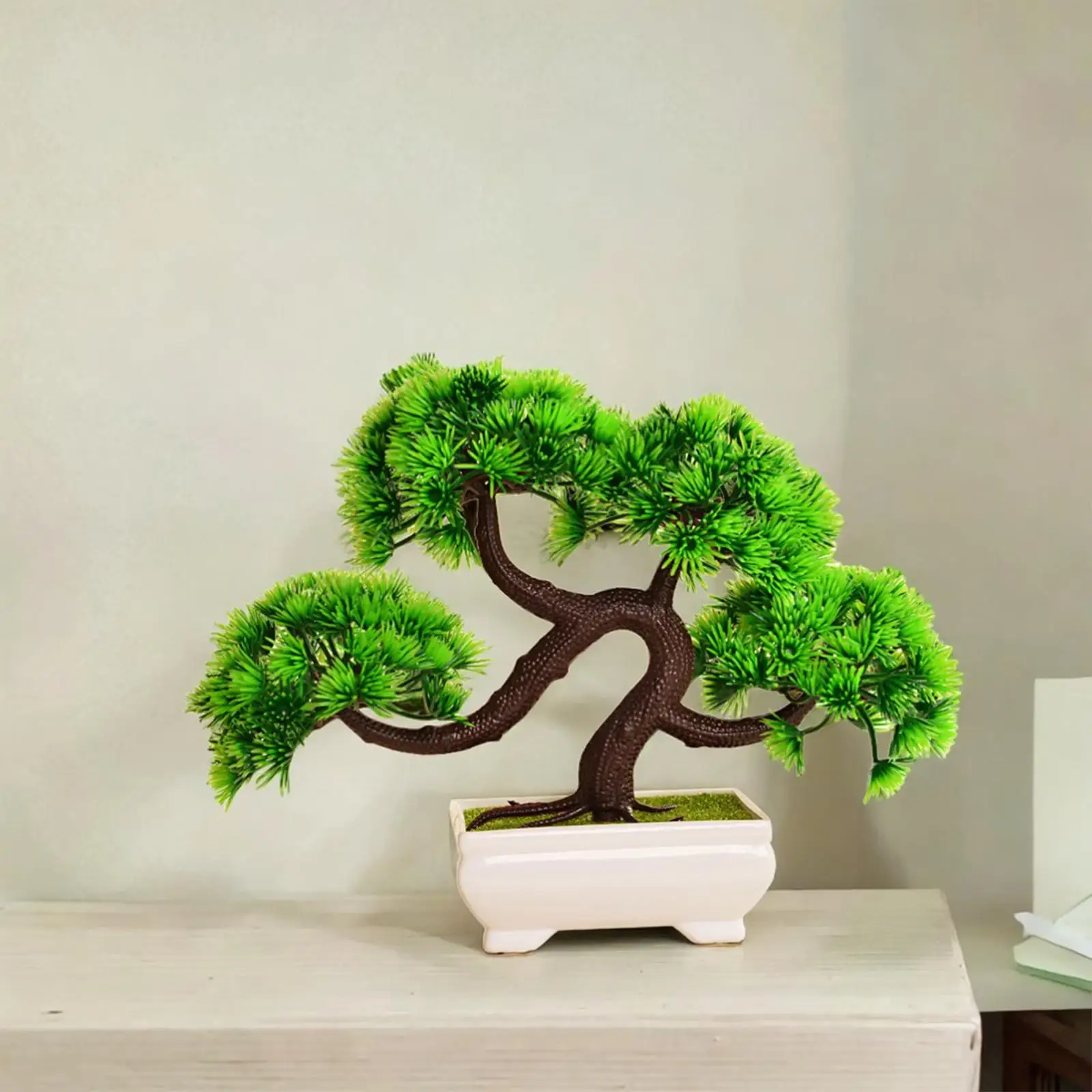 Artificial Bonsai Tree Desktop Faux Potted Plant for Windowsill Home Bedroom
