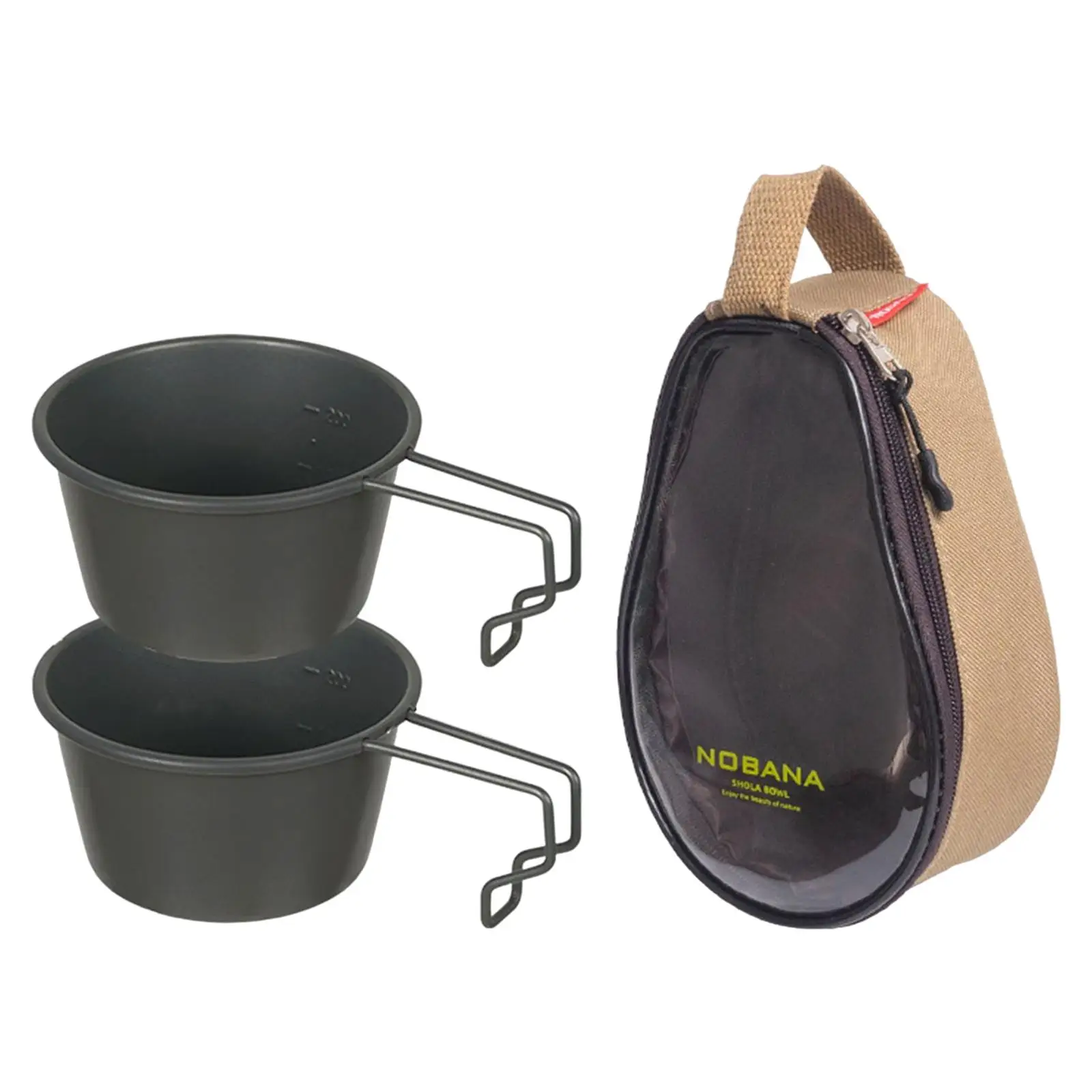 3pcs Outdoor Stainless Steel Bowl Picnic Tableware Barbecue Hiking Camping Cup Picnic Cookware Storage Bag
