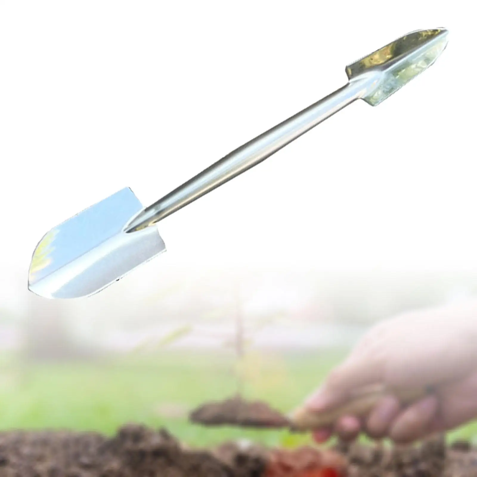 Double Heads Lightweight Spade Stainless Steel Trowel Hand Shovel for Seedling Transplanting Outdoor Loose Soil Gardening Gifts