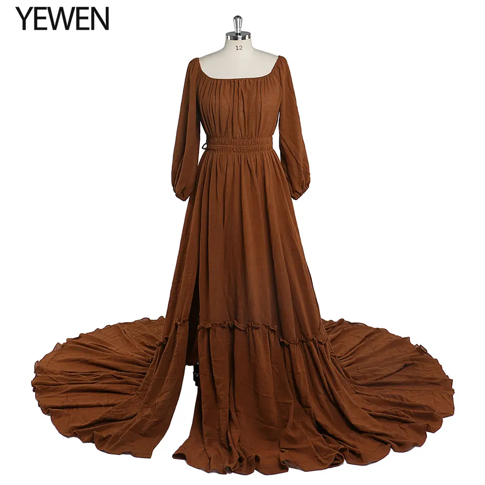 black evening gowns Off Shoulder Full Sleeves Evening Dresses Round Neck  Photography Dresses Baby Shower Dress for Pregnant Woman YEWEN 2021 maternity evening dresses