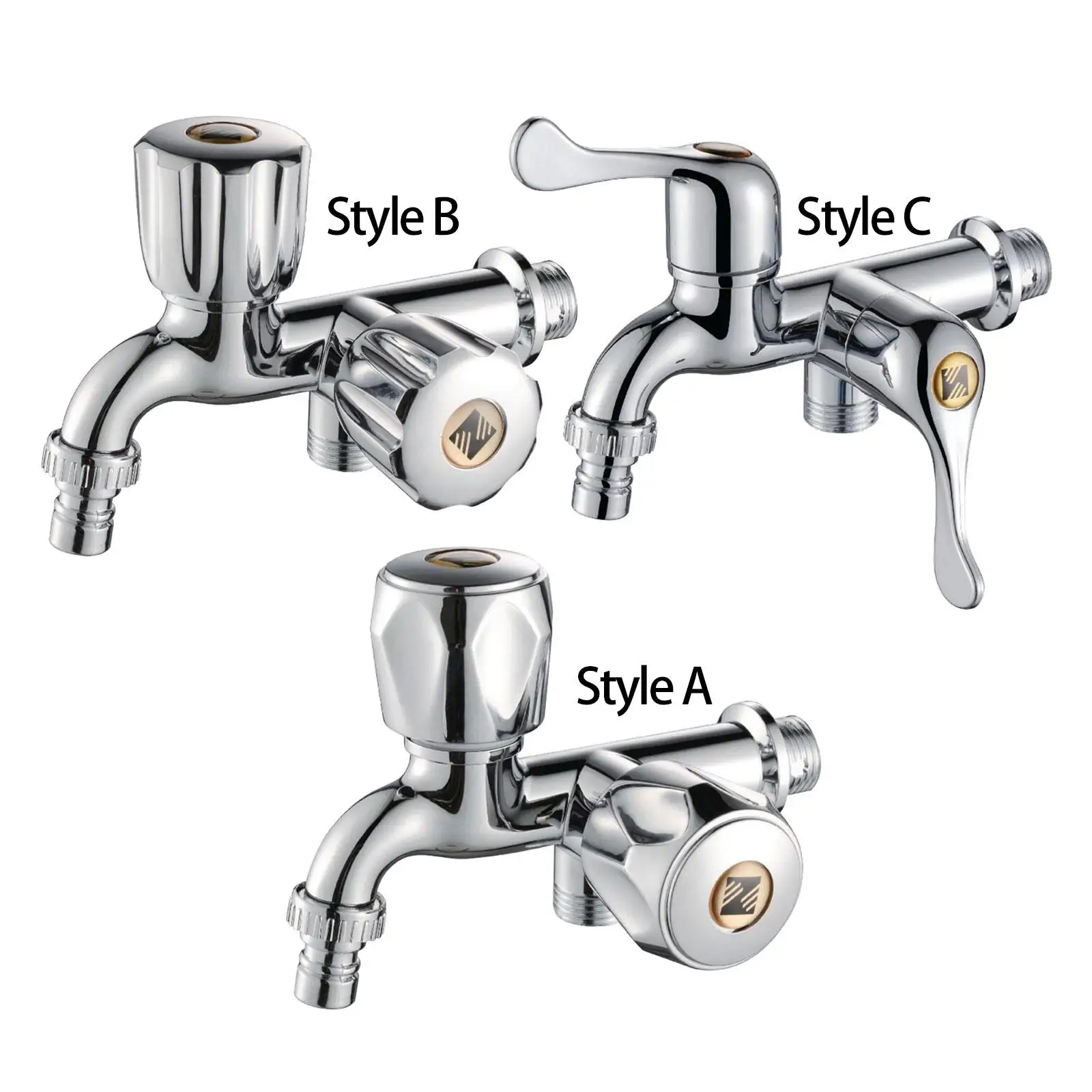 Water Faucet for Washing Machine Wall Mounted Double Spout Double Switch G1/2 Water Tap Faucet for Pool Bathroom Laundry Room