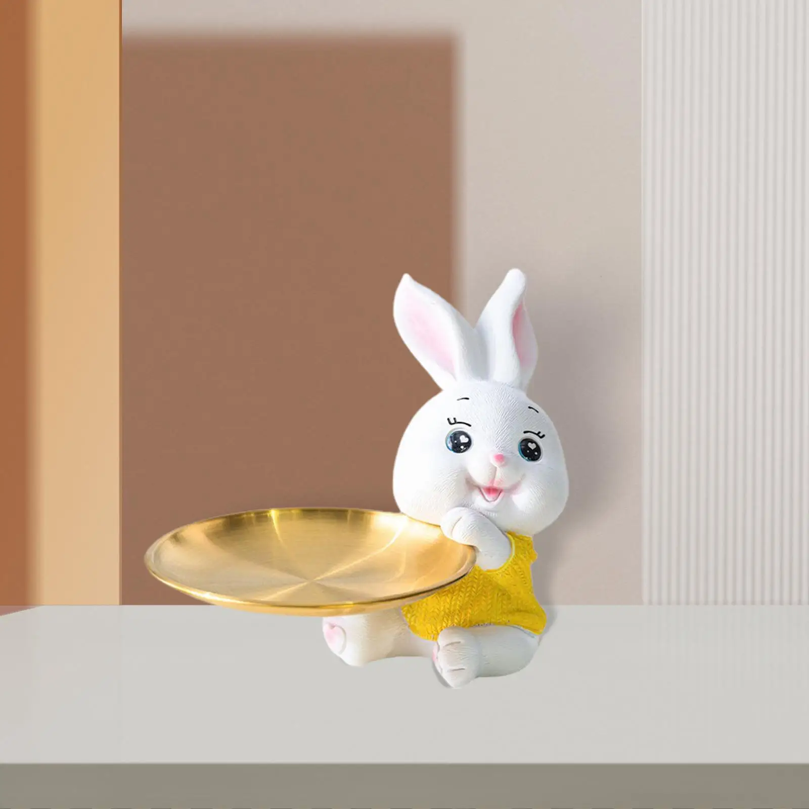 Modern Rabbit Storage Tray Statue Jewelry Trinket Tray Ornament Desk Organizer for TV Cabinet Desktop Bedroom Entrance Decor