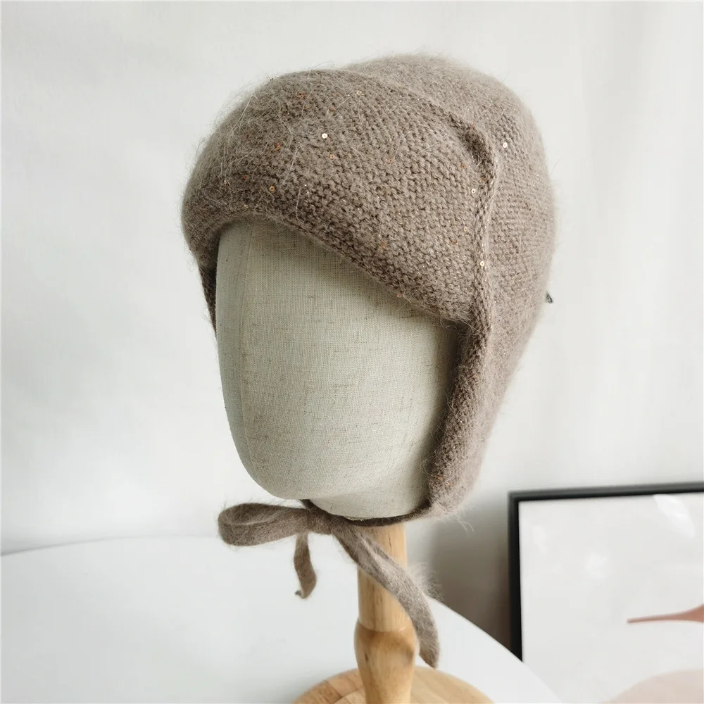 leather bomber cap Warm Rabbit Fur Bomber Hats Autumn and Winter Korean Fashion Cute Ear Caps Riding Lei Feng Hat ушанка mad bomber leather rabbit fur hat