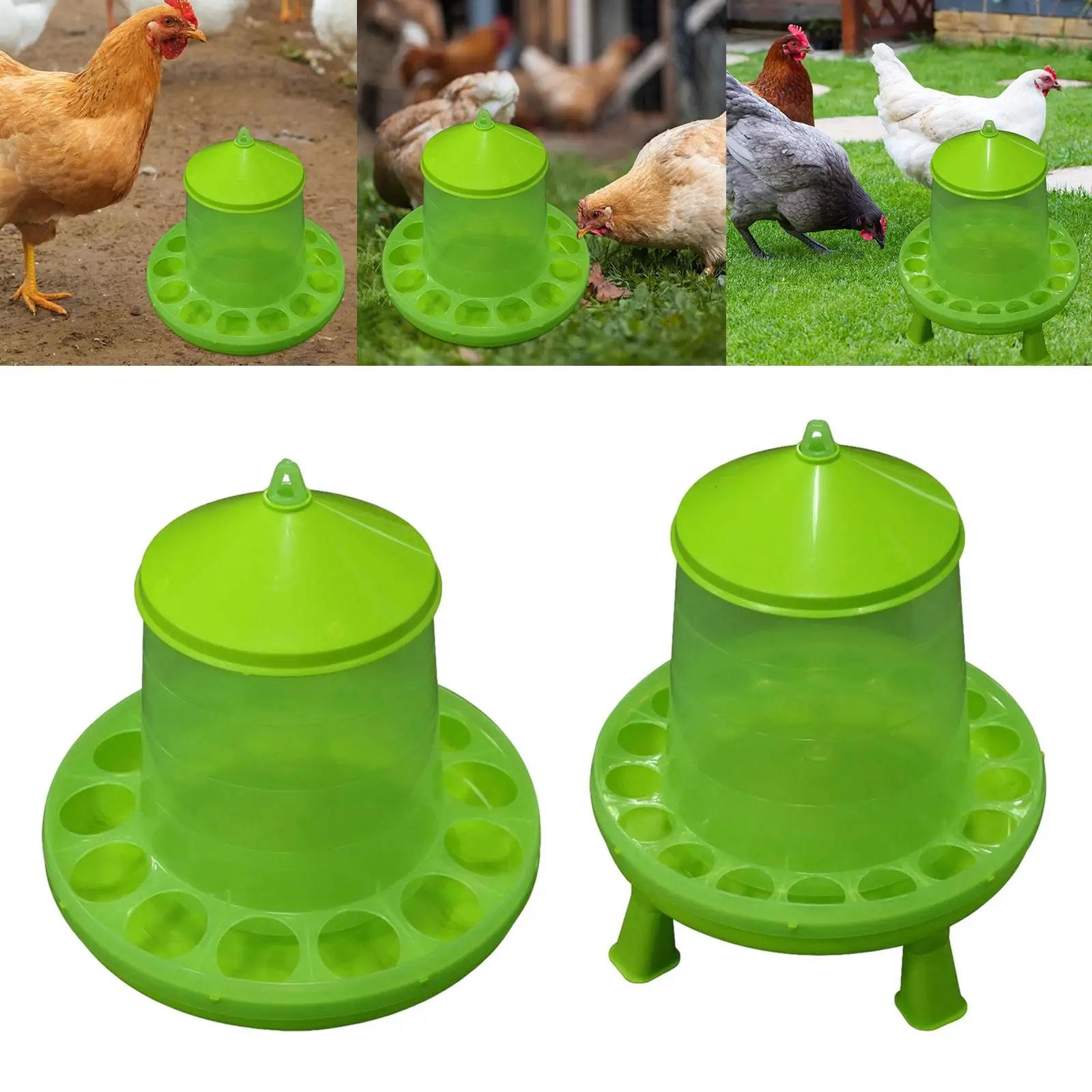 Green Chicken Feeder Chick Feeder Feeding Tool Breeding Bucket feed Dispenser for Duck Goose
