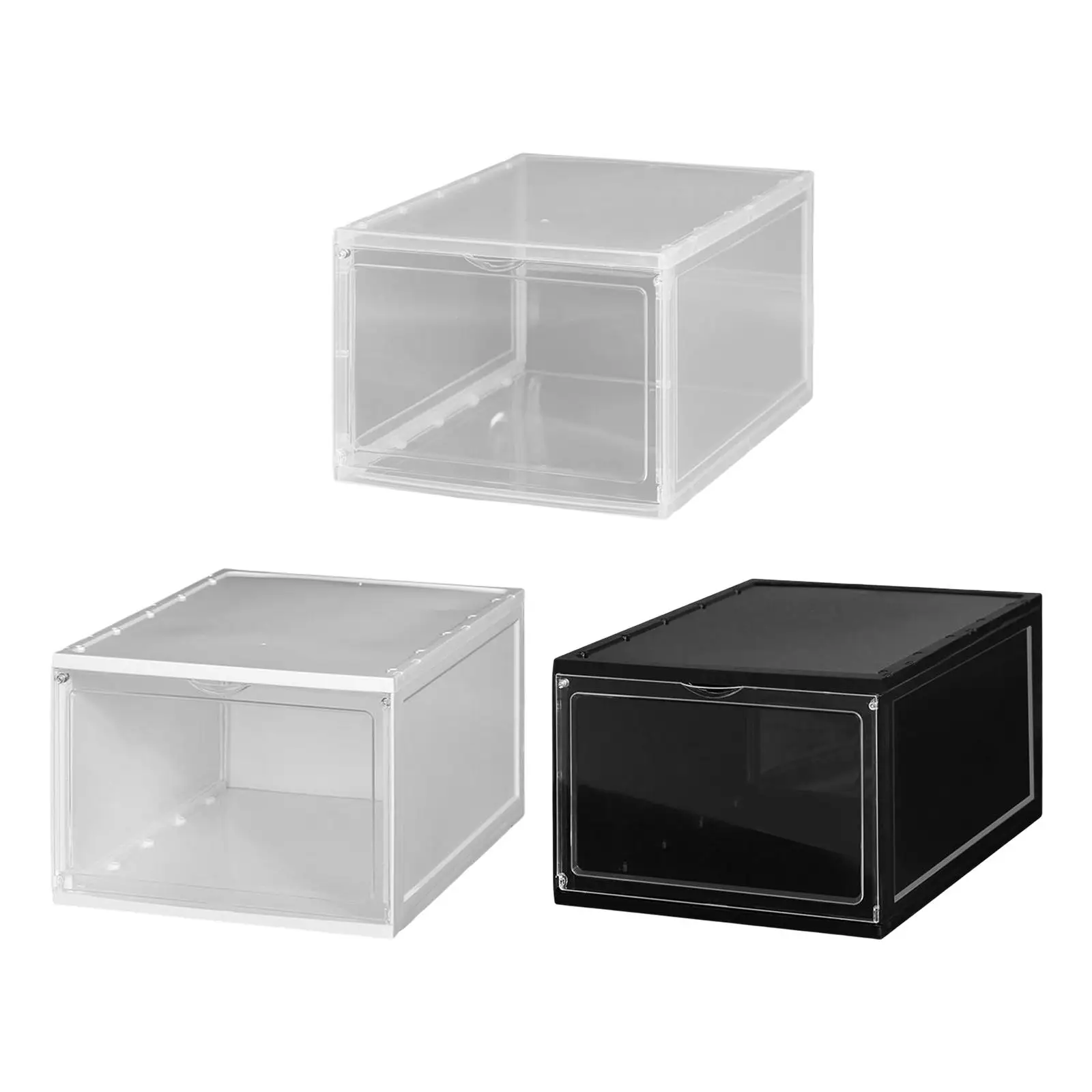 Shoe Storage Box Stackable Shoe Bins Display Case Easy Cleaning with Lid Toy Storage Box for under Bed Cloakroom Closet