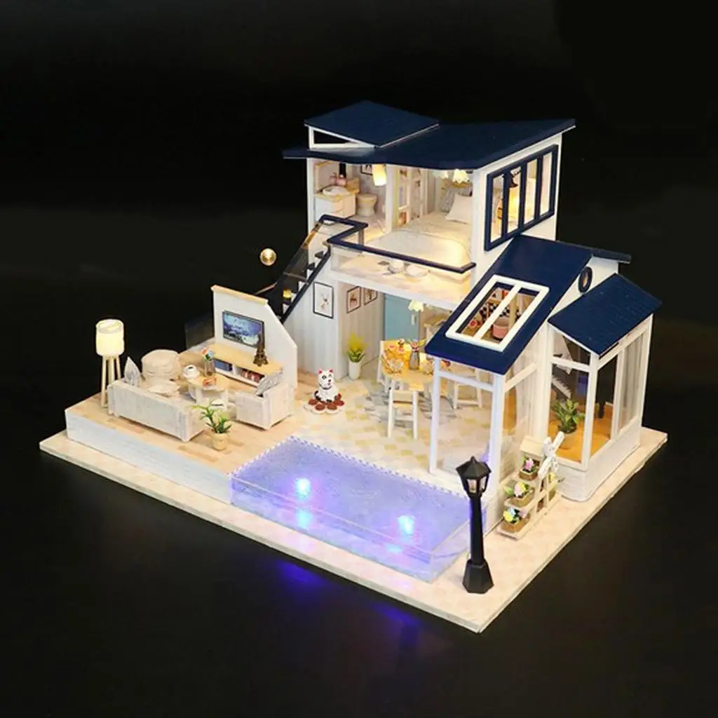 1/24 Dollhouse Miniatures Diorama diy Kit Romantic Mermaid  Kids Children Birthday Gift
