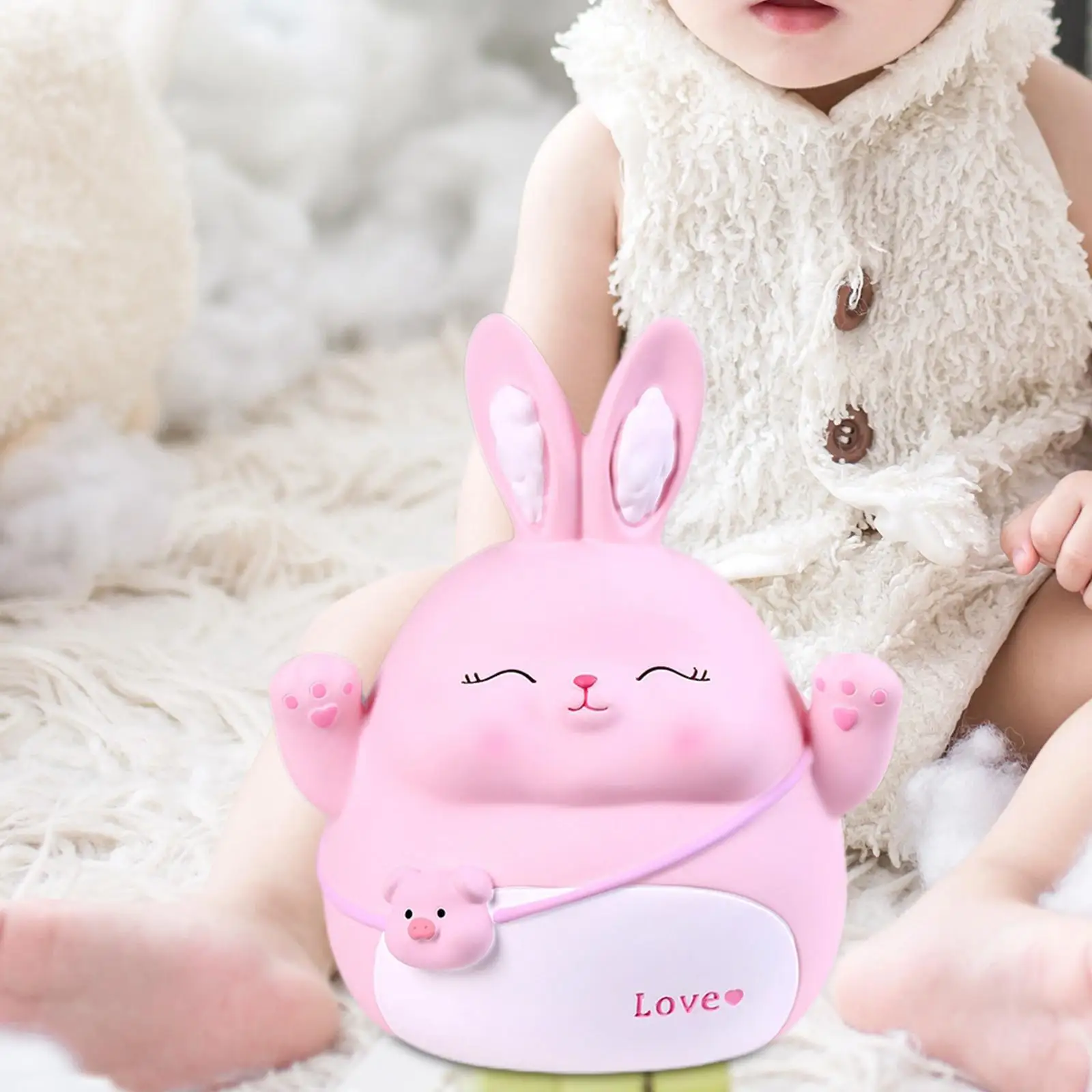 Rabbit Money Bank Bunny Figures Storage Saving Box Ornament Case Coin case for Desktop Home Gifts Children Kids