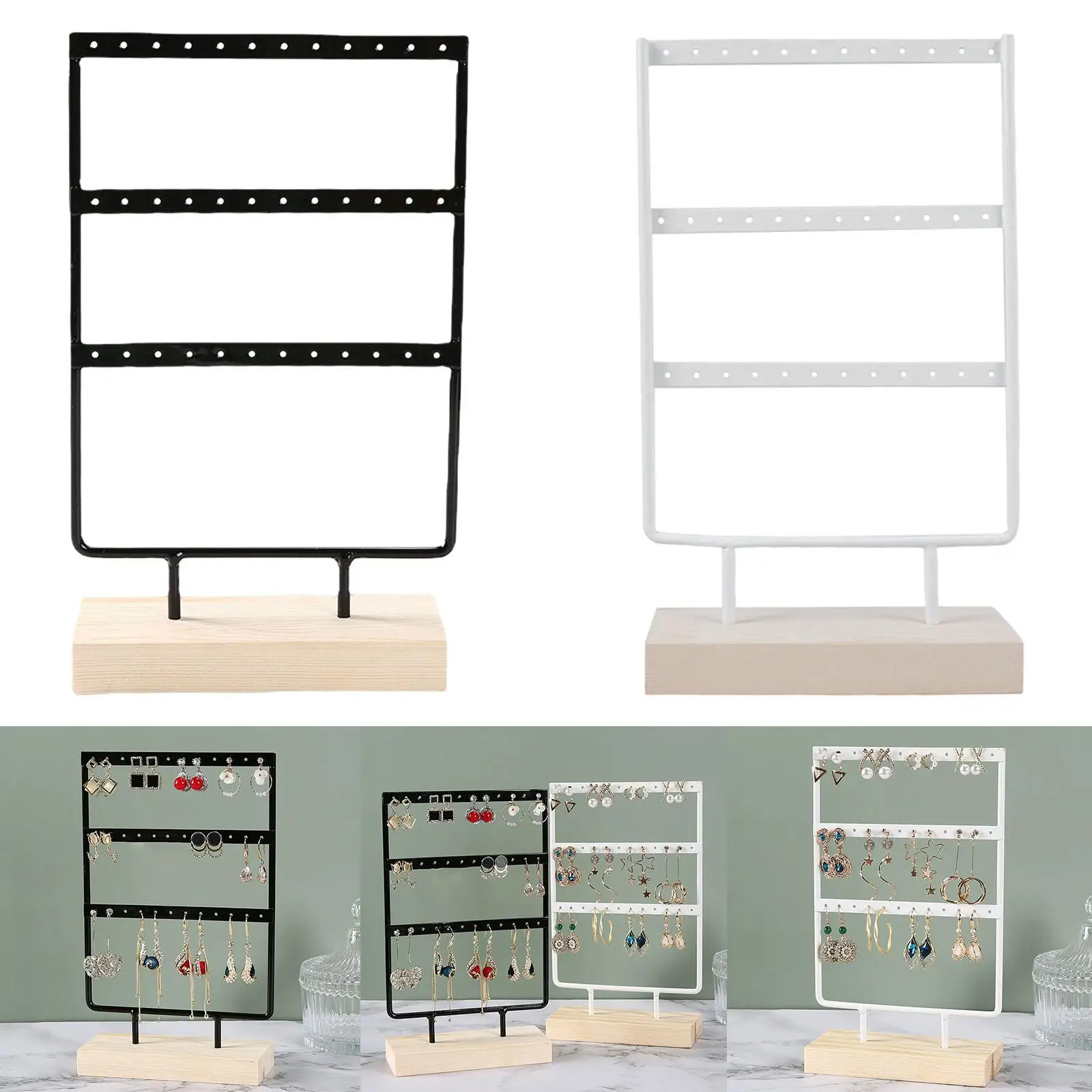 Tabletop Earring Storage Display Rack ,3 Tier Premium Material for Storing Dangle Earrings Stud ,26x15x5.5cm Durable Modern