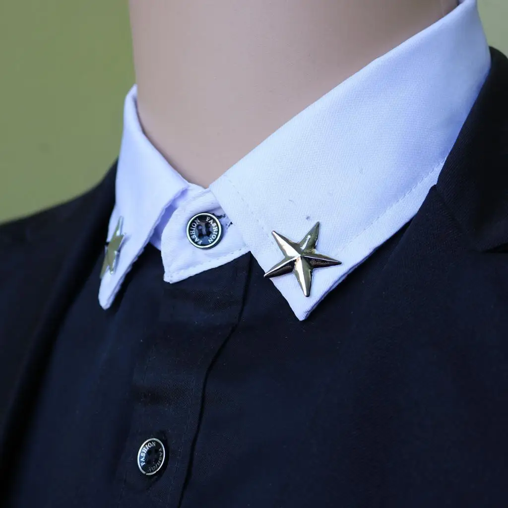 Elegant 3D Star Suit Brooch Collar Lapel Corsage Classic Badge Gold Silver