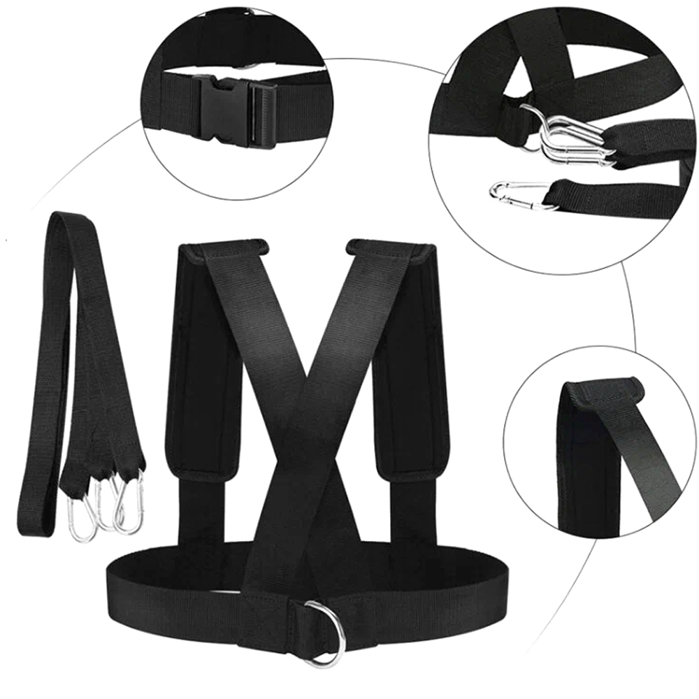 Sled Harness, Tire Pulling With Pull Resistance Training, Adjustable Padded Shoulder Strap Harness Trainer_voghion.com