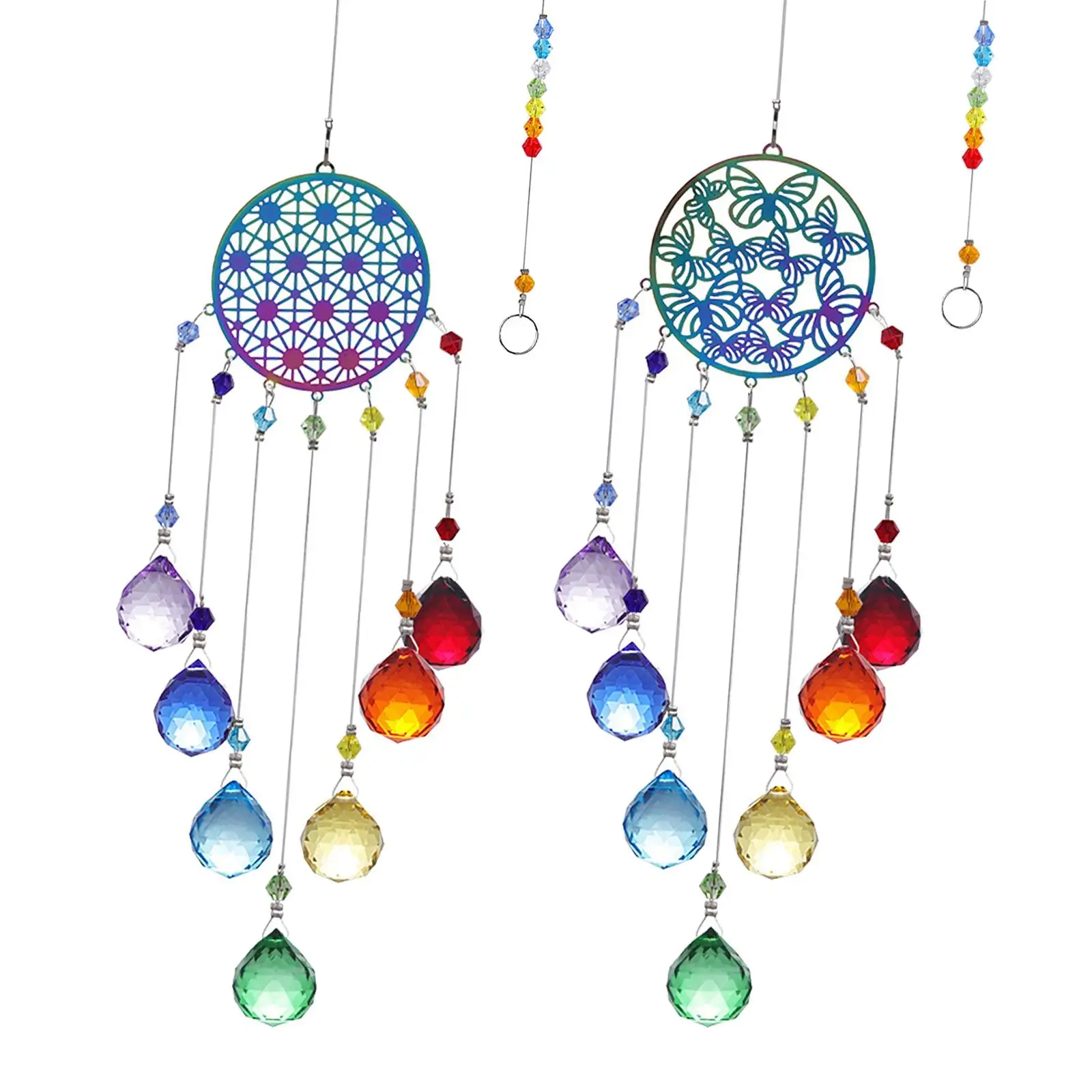 Hanging Crystal Wind Chime  Rainbow Pendant for Porch Decoration