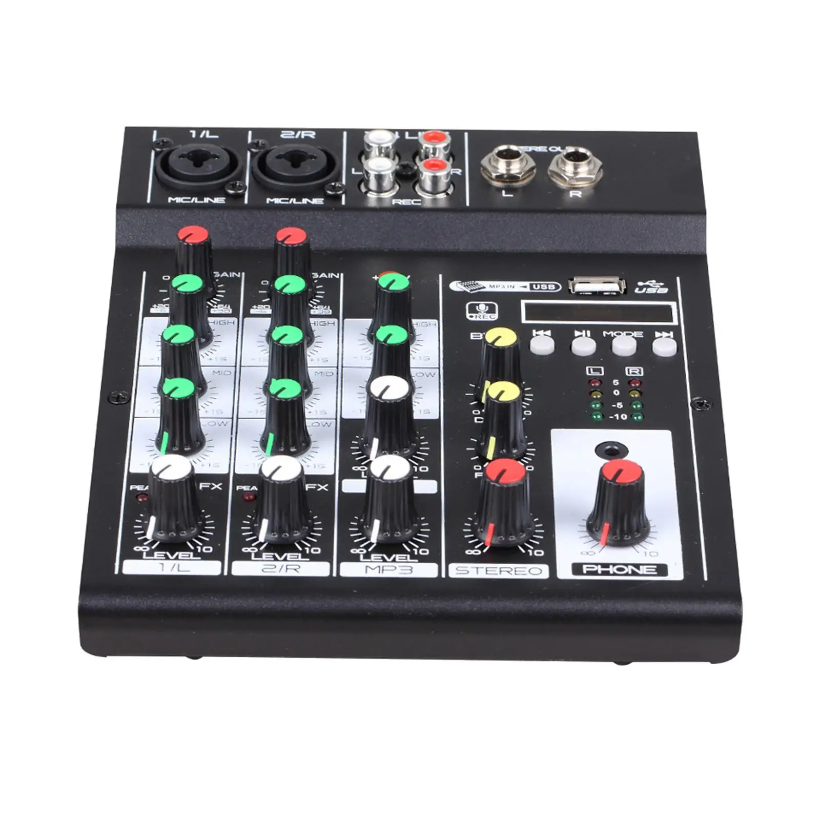 4 Channel Audio Mixer with USB Ports Sound Mixer for DJ studio Webcast