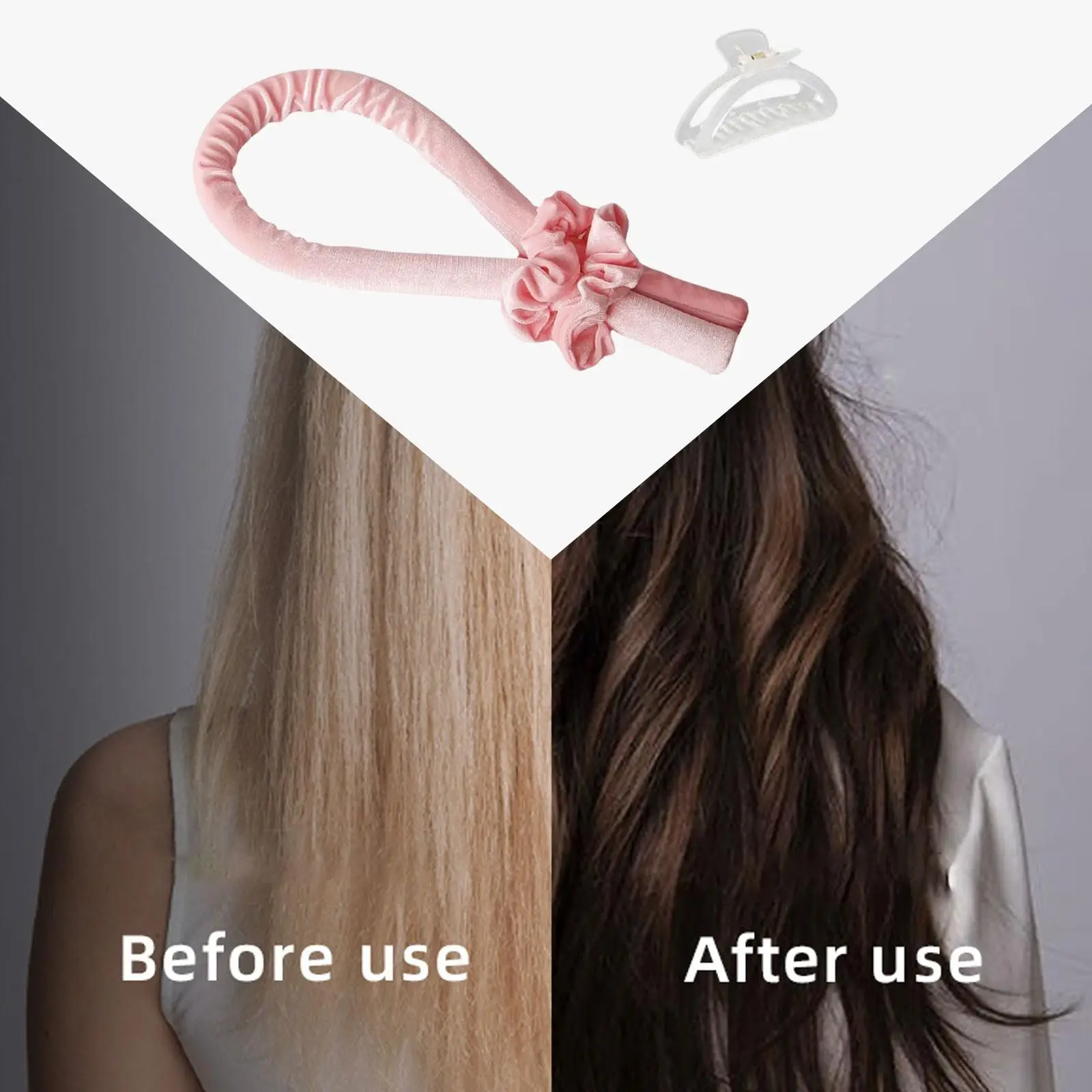 Women Heatless Curling Rod Silk Ribbon Sleep Overnight with Claw Clip Headband Hair Rollers for Long Medium Hair Make Hair Shiny