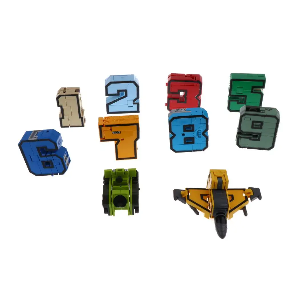 ABS Cool Numbers Transforming Robot Toy, Includes for Kids Play Display