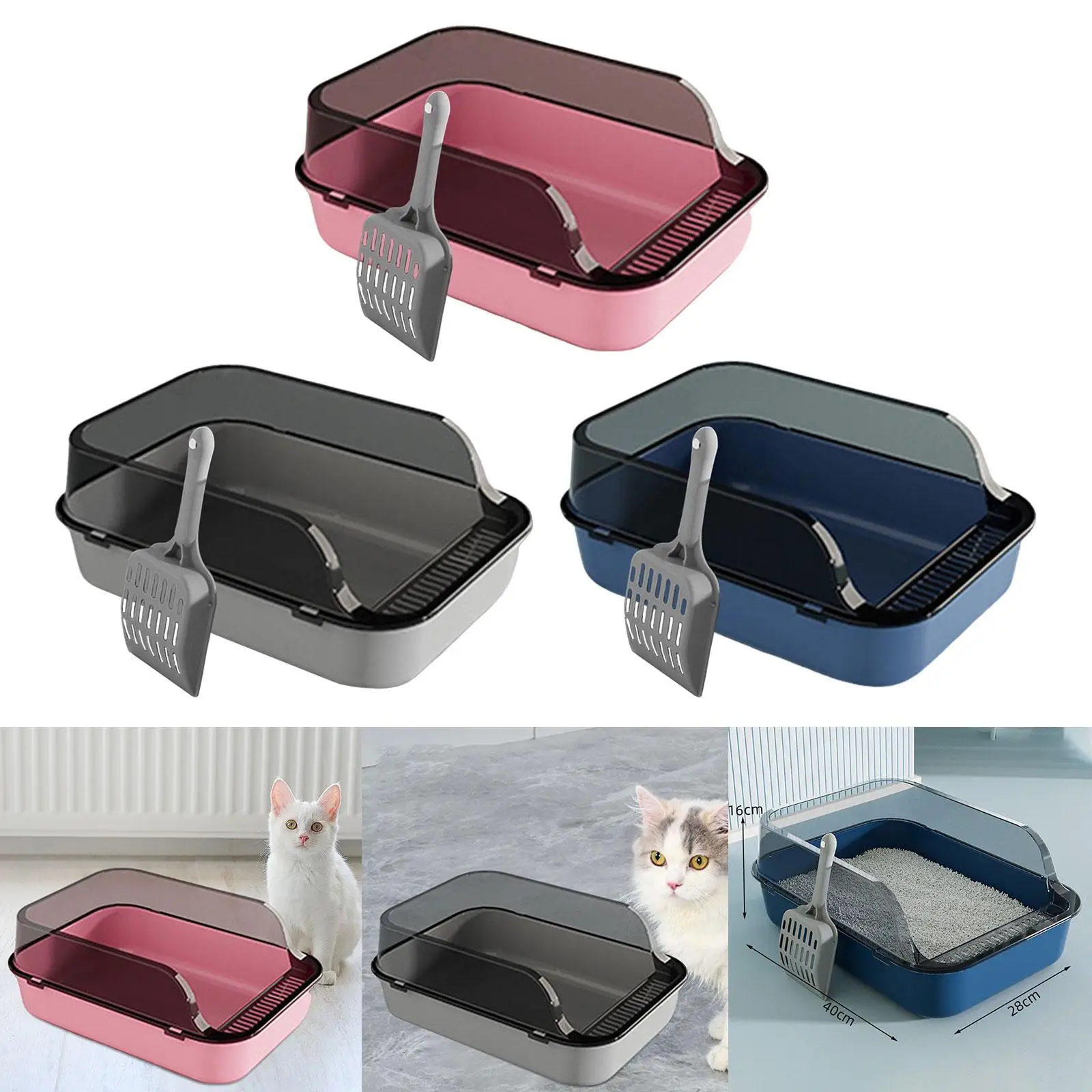 Cat Litter Box Easy to Clean Large Pet Supplies Semi Closed Cat Sandbox Kitten