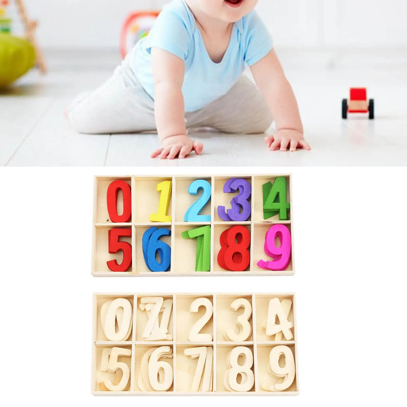50Pcs Wooden Numbers 0-9 Preschool Educational Tool , Conducive Kids Develop Brain Power