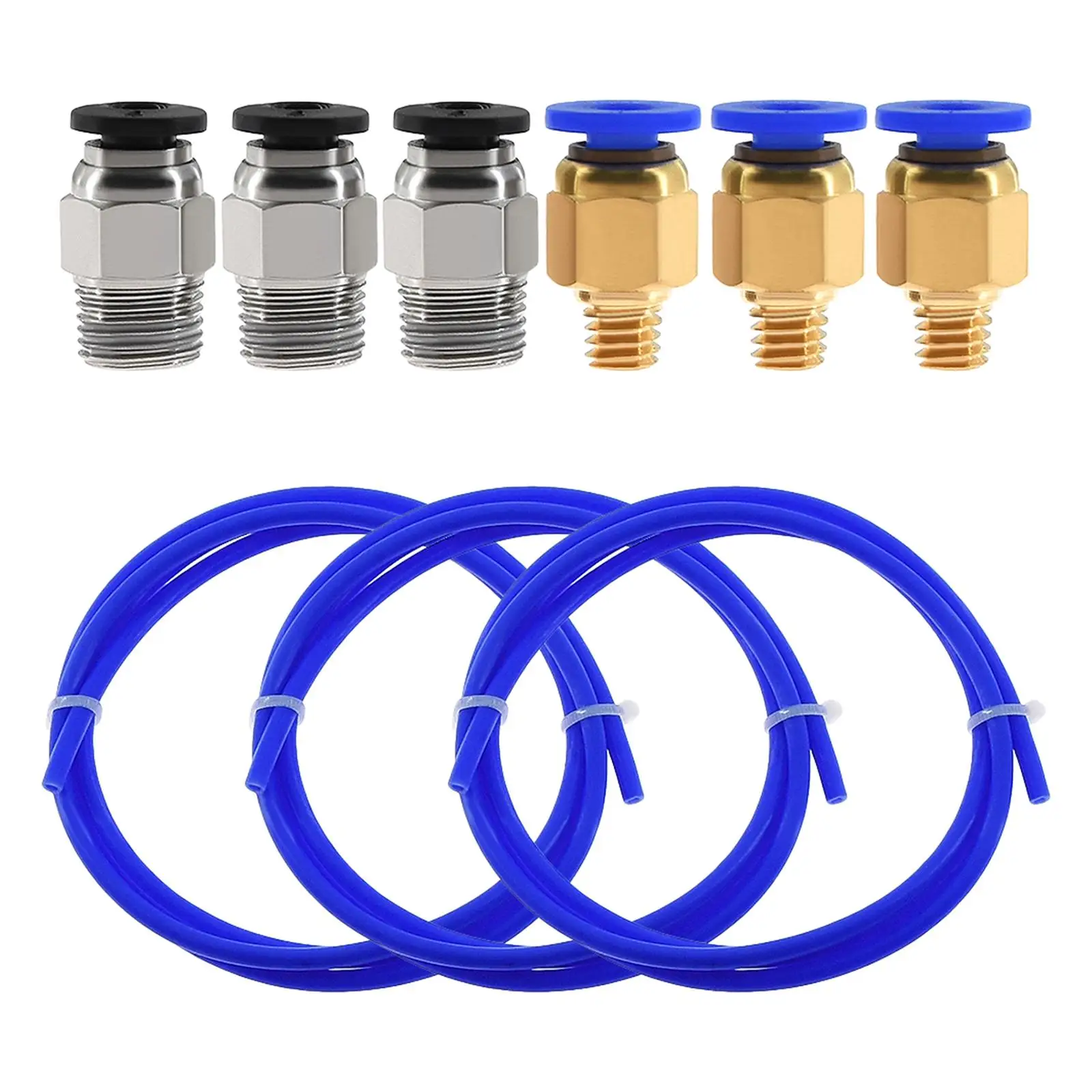 3Pcs  Tube PTFE Tubing 1M 6 Pneumatic Fitting 10 Fitting for  1.75 Spare Parts Replacement Premium