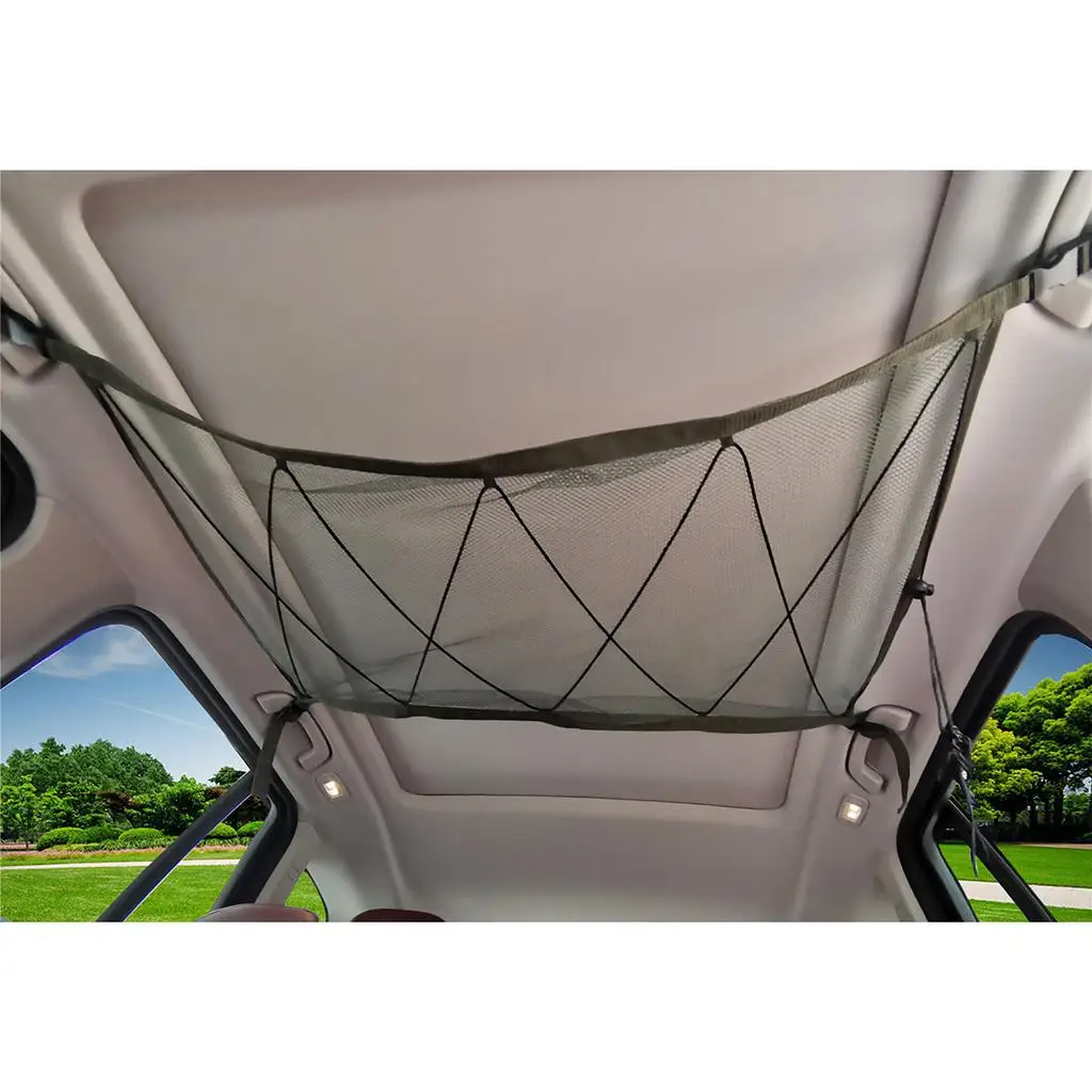 Elastic Stretchable Car Roof Ceiling Net Mesh Bag Pouch For Van 