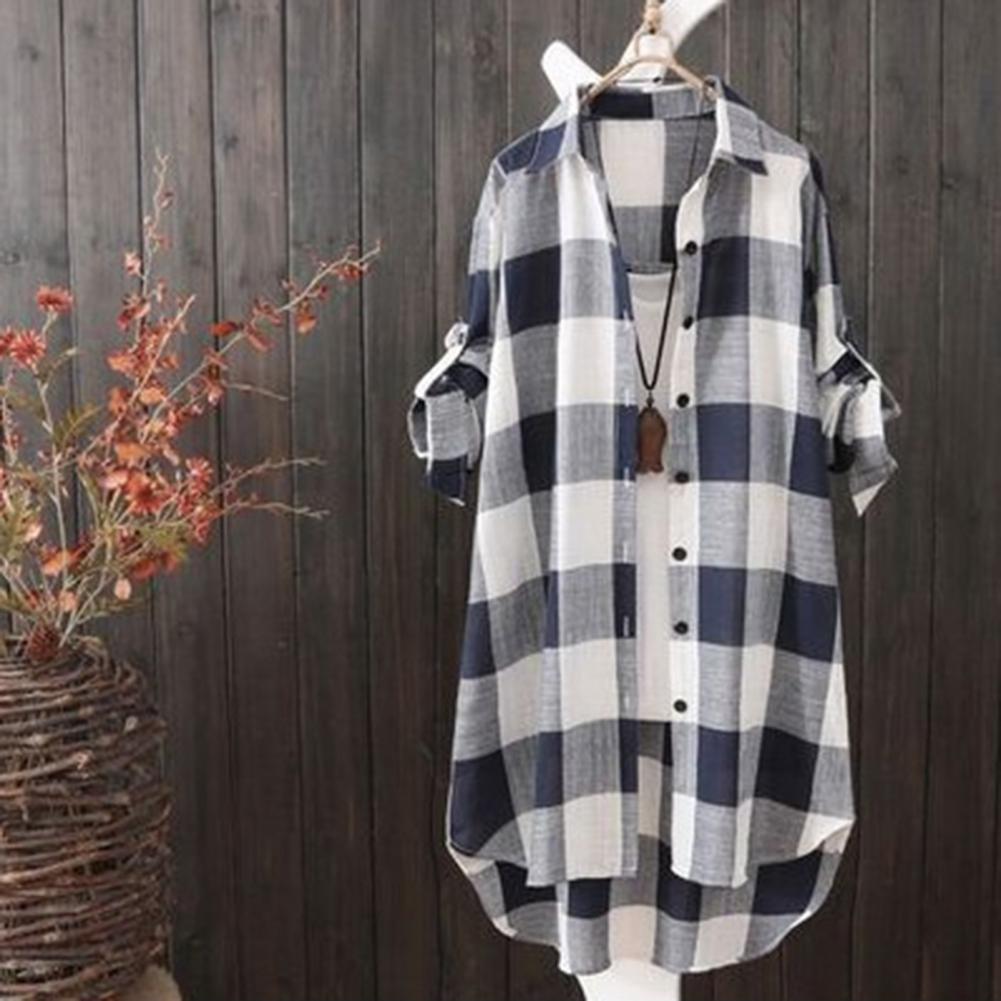 Title 4, Women Shirt Breathable Shirt Plaid Print Women