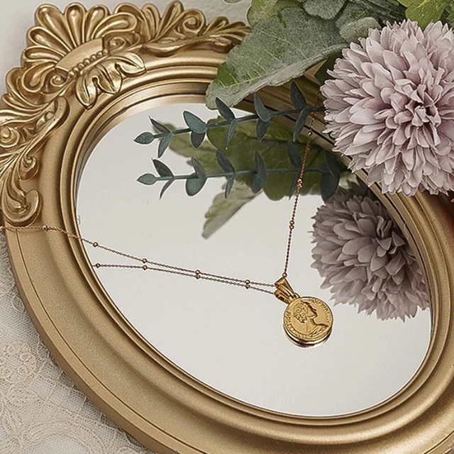 Espejo de mesa de estilo palacio francés rústico, marco de tallado