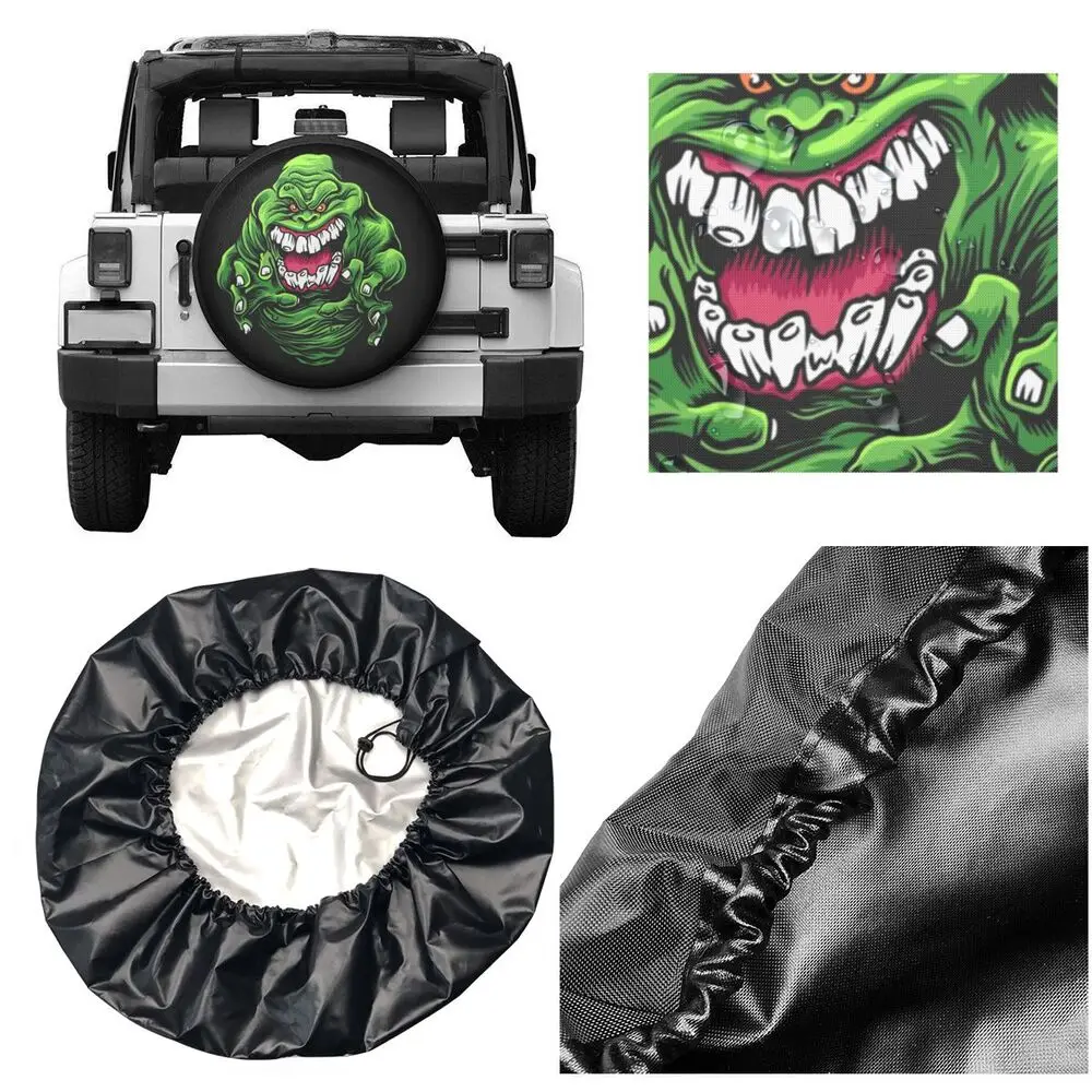 sun cover for car Green Monster Spare Tire Cover Weatherproof Dust-Proof Movie Ghostbusters Wheel Covers for Jeep Honda 14" 15" 16" 17" Inch rv tire covers