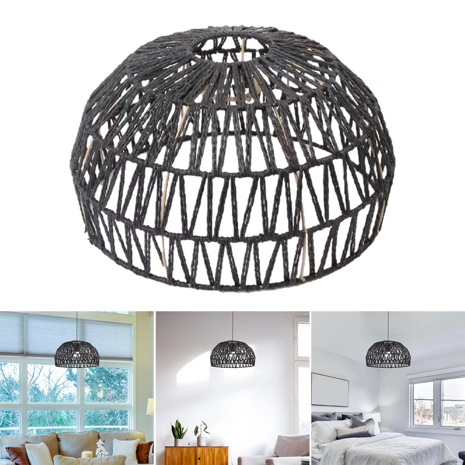 Nordic Style Pendant Lamp Shade Rope Hanging Light Decoration Lampshade for Restaurant Living Room Dining Room Teahouse Kitchen