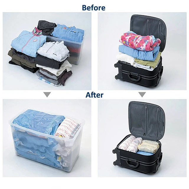 Travel Space Saving Duffle Bag Hand Roll Clothing Plastic Vacuum Packing Bag  Clothes Compression Organizer 1 PC