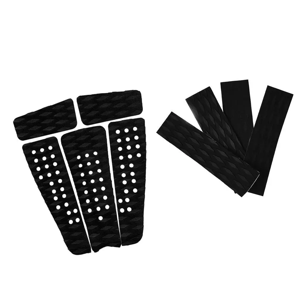 9 Pieces Surfboard Traction Pad, Full Size,  Grip,  for Surfboard Longboard Shortboard (Black)