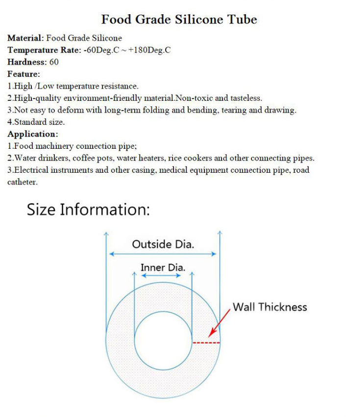 1/5M Silicone Tube ID 1 2 3 4 5 6 7 8mm Flexible Rubber Hose Thickness 1mm Food Grade Soft Milk Beer Drink Pipe Water Connector