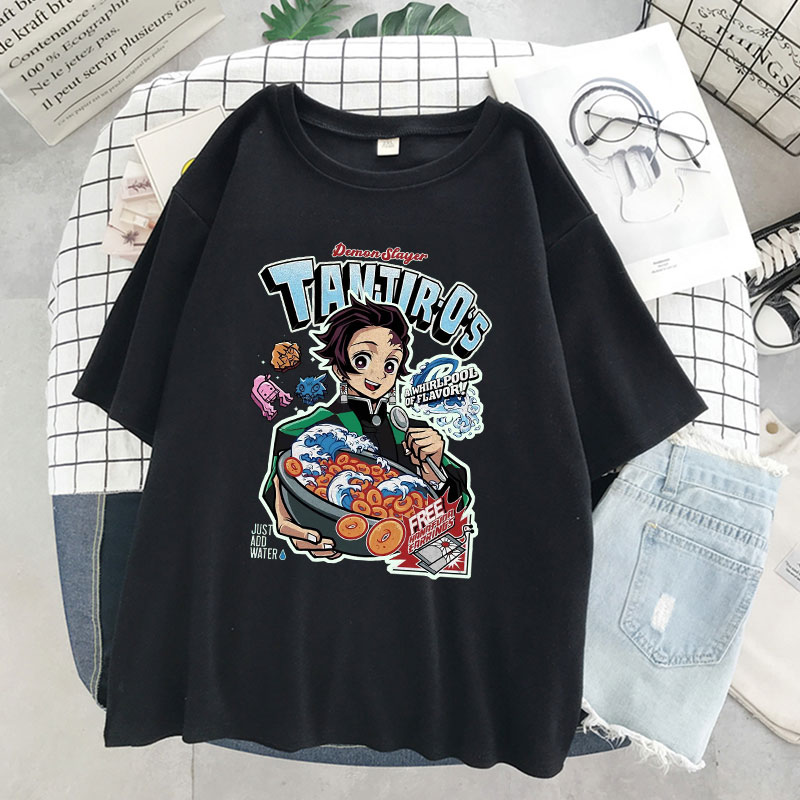 Harajuku Jujutsu Kaisen and Demon Slayer Oversized Unisex T-shirt - Cool Anime Streetwear