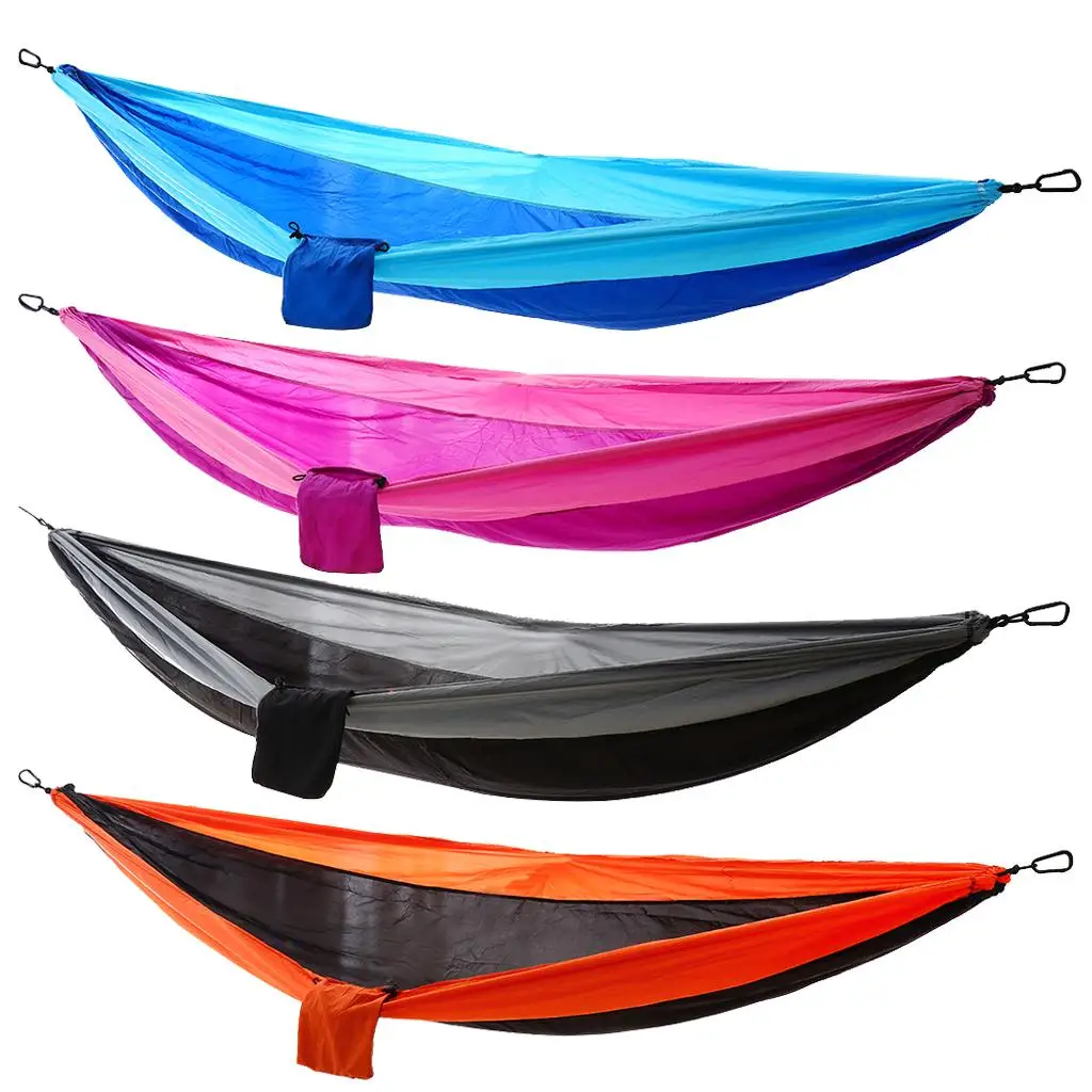 Heavy Duty Double Swing Hammock Foldable Camping Ultralight Sleeping Hanging Bed with Storage Bag
