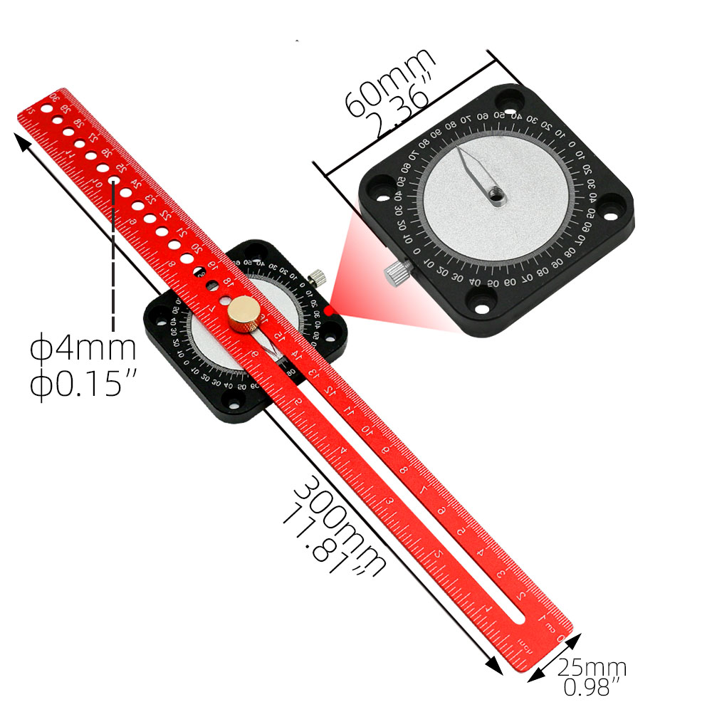 Holzbearbeitung Glasritzrades Kompass Winkel Scoring Herrscher Einstellbare T-typ Herrscher Aluminium 360 ° Winkel Kennzeichnung Gauge DIY Mess Werkzeuge – Detail 2