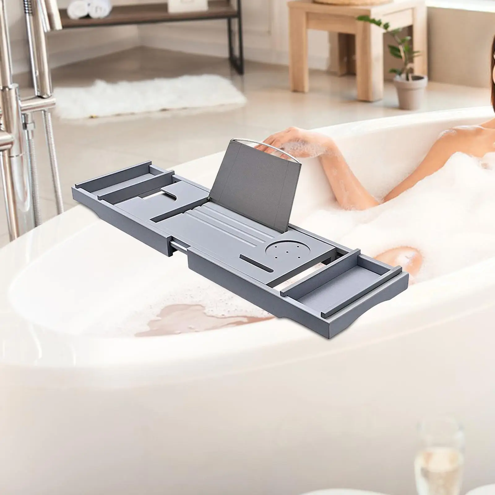 Expandable Bamboo Bathtub Caddy Tray Phone Bath Tub Holder for Bathtub Salon Home Small Tubs