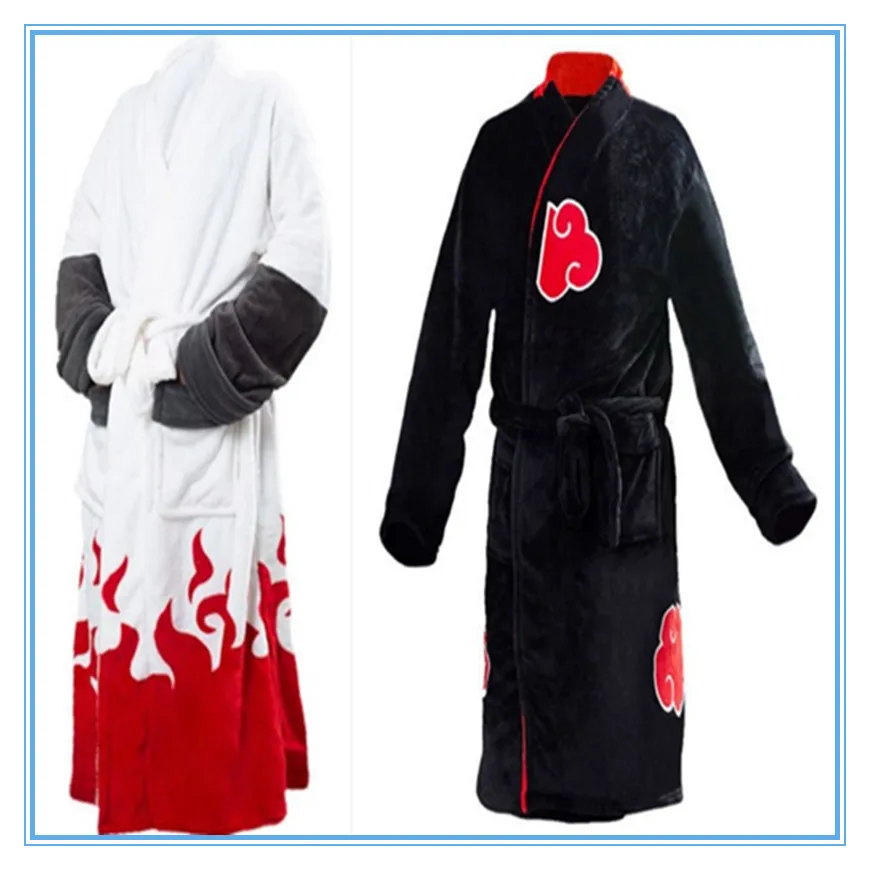 Naruto Autumn and Winter Xiao Organization Men and Women Flannel Home Clothes Nightgown Cosplay Battle Robe Bathrobe