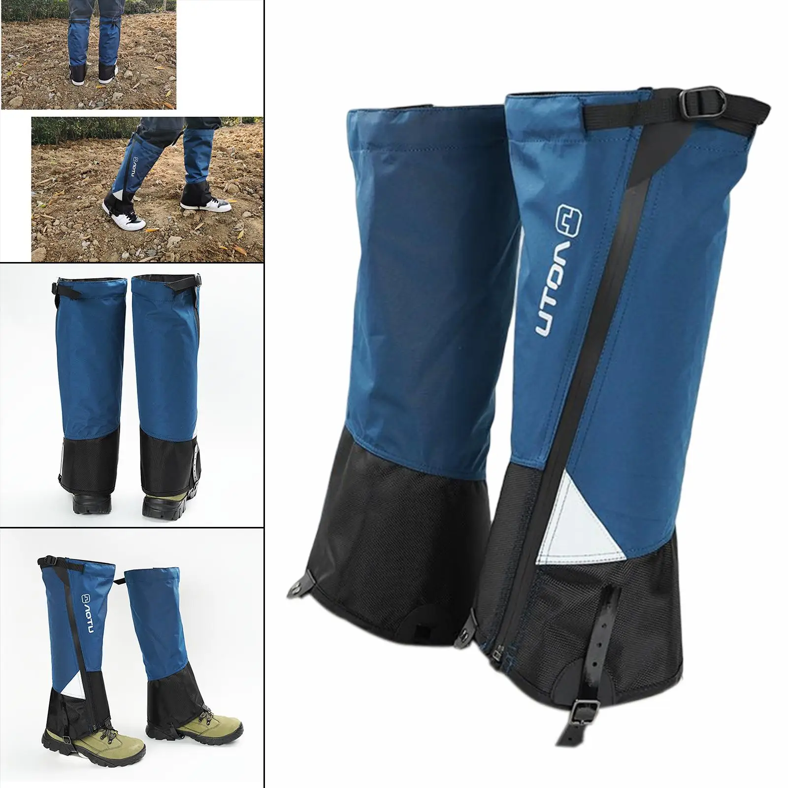 Leg Gaiters Waterproof Snow Boot Reflective Strips Legging Guard Lightweight Leg Warmers Cover for Walking Climbing Camping