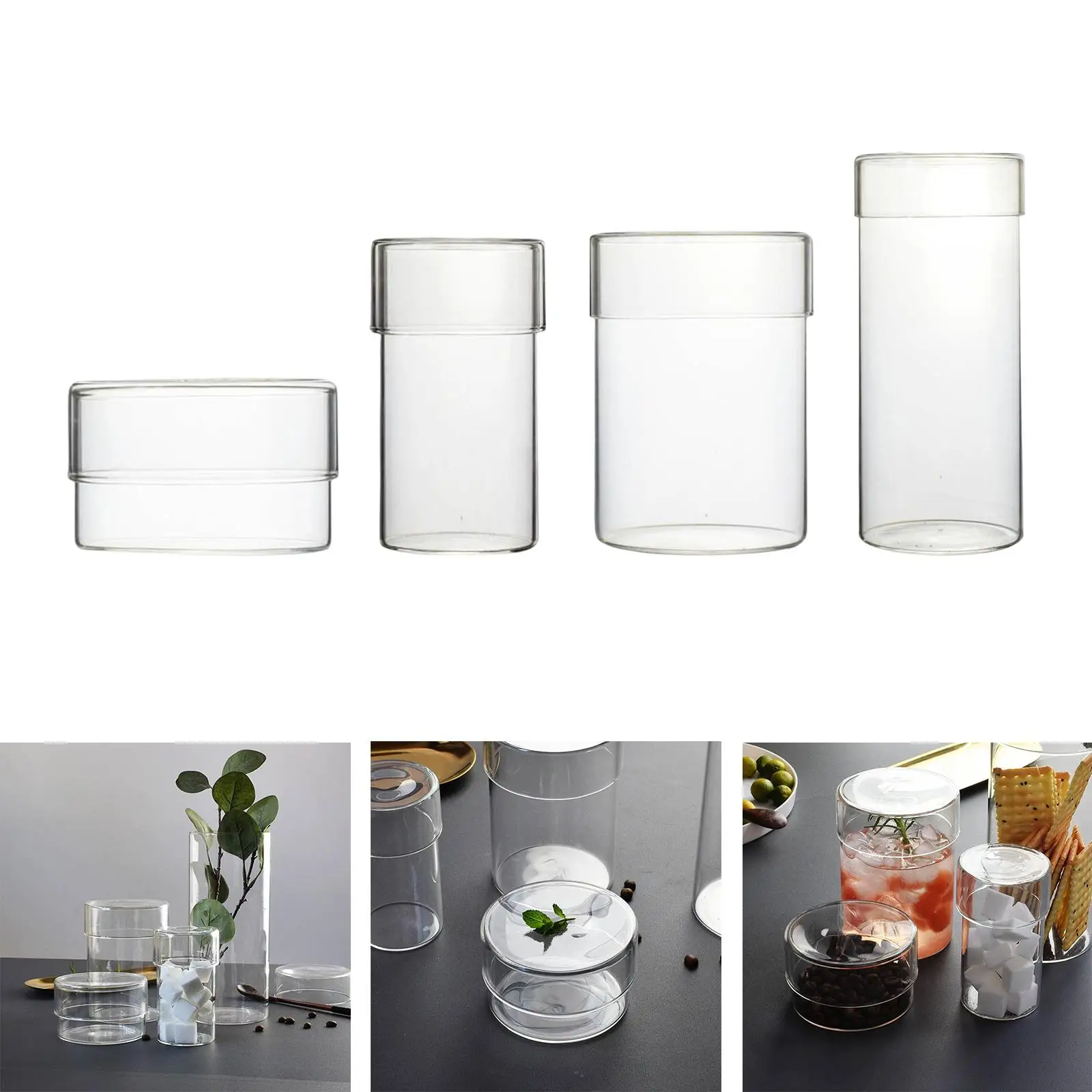 Glass Airtight Food Containers with Airtight Lid Stackable Cereal Dispensers Dry Food Sealed Bins BPA Free Bottle