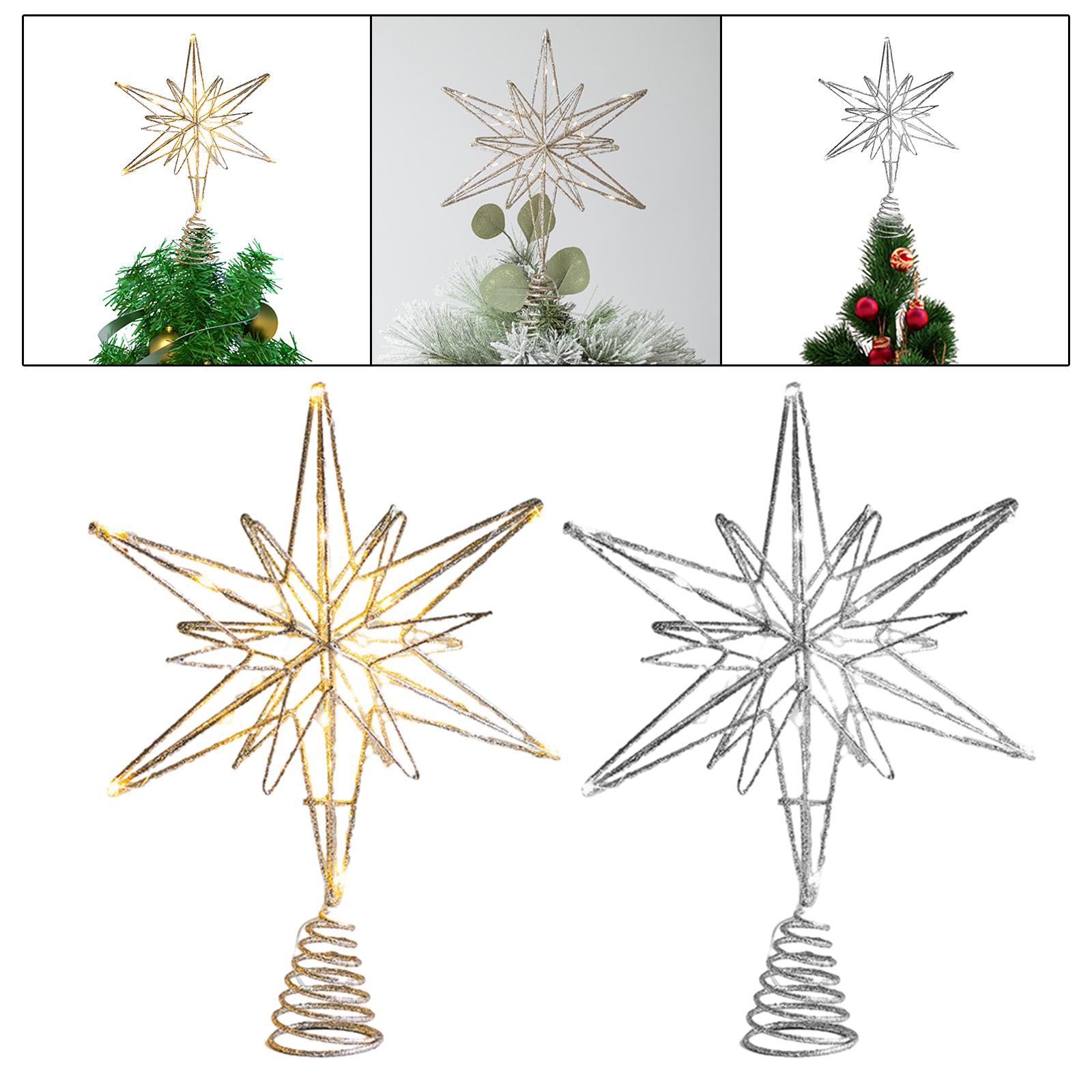 Lighted up Christmas Tree Top Xmas Ornaments Tree Hanging Decoration New Year Christmas Tree Ornament Pentagram Treetop Decor