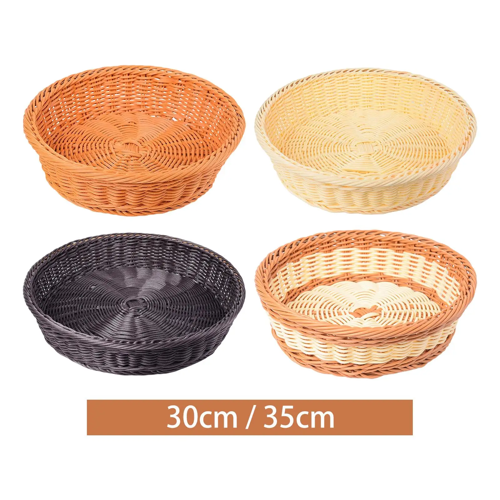 Wicker Woven Bread Basket Tabletop Food Serving Baskets Tray for Fruits Breakfast Home Vegetables Dining Coffee Table
