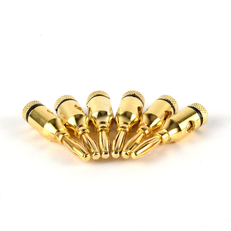 Gold Plated Speaker Banana Plugs Open Screw Type Connector for Speaker Wire Home Theater