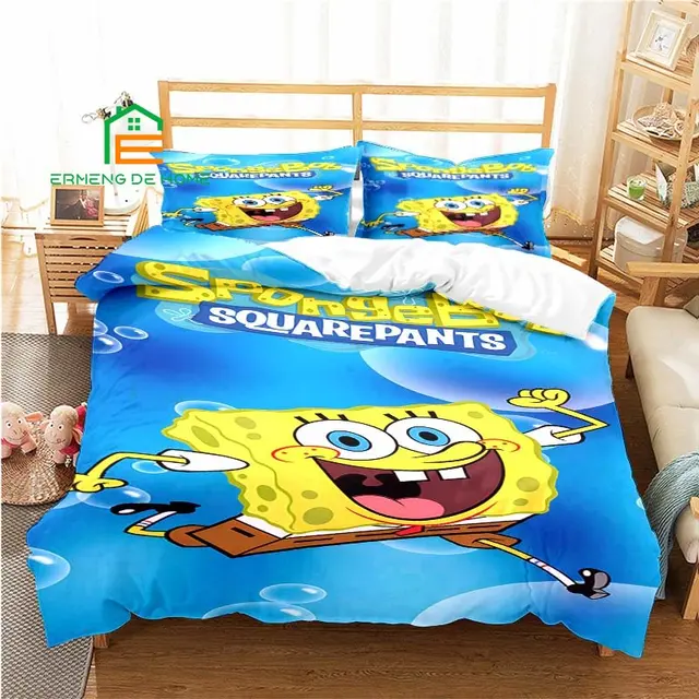 Linen Bedding Sets Bedclothes  Spongebob Bedding Queen Size - New 3d Bedding  Sets - Aliexpress