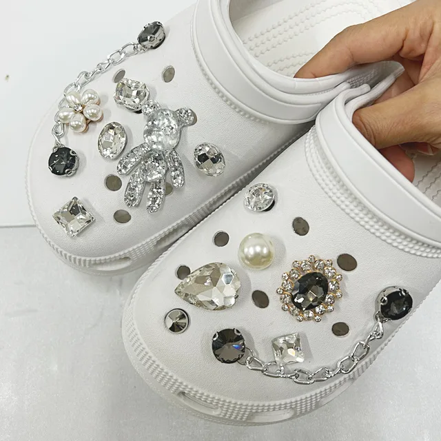 Luxury Rhinestone Pearl Croc Charms Designer DIY Gem Shoes
