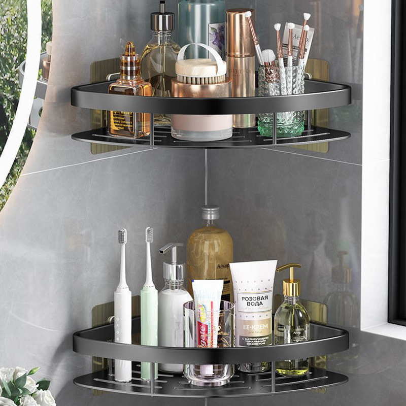 Close-up of black suction cups for no-punch bathroom shelf